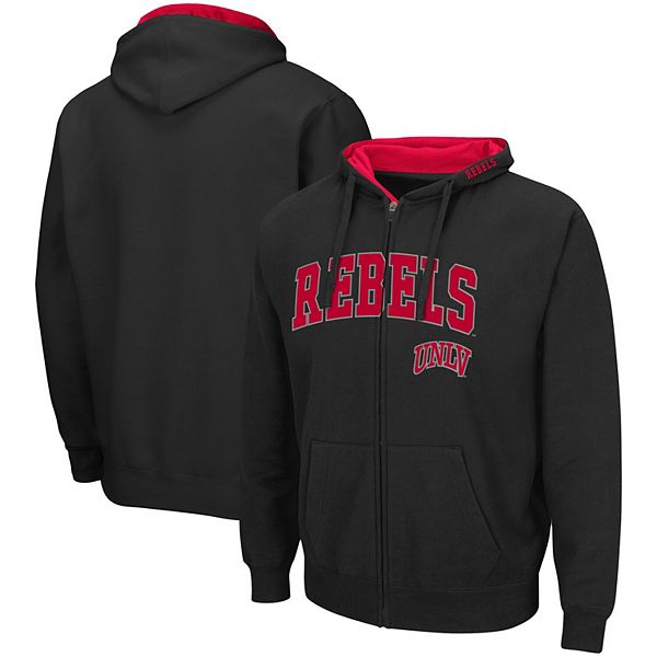 Men's Colosseum Black UNLV Rebels Arch & Logo 3.0 Full-Zip Hoodie