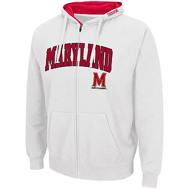 Men's Colosseum White Maryland Terrapins Arch & Logo 3.0 Full-Zip Hoodie