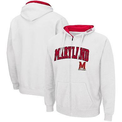Men's Colosseum White Maryland Terrapins Arch & Logo 3.0 Full-Zip Hoodie