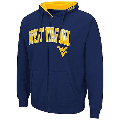 Men's Colosseum Navy West Virginia Mountaineers Arch & Logo 3.0 Full-Zip Hoodie