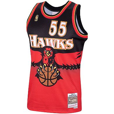 Men's Mitchell & Ness Dikembe Mutombo Scarlet Atlanta Hawks Hardwood Classics Swingman Jersey