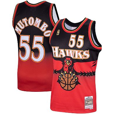 Men's Mitchell & Ness Dikembe Mutombo Scarlet Atlanta Hawks Hardwood Classics Swingman Jersey