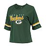 Juniors Green Green Bay Packers Burnout Raglan Half-Sleeve T-Shirt
