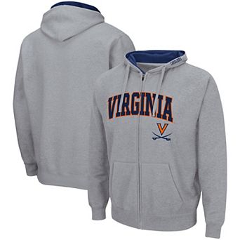 Men's Colosseum Heathered Gray Virginia Cavaliers Arch & Logo 3.0 Full-Zip Hoodie