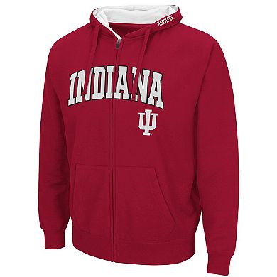 Men's Colosseum Crimson Indiana Hoosiers Arch & Logo 3.0 Full-Zip Hoodie