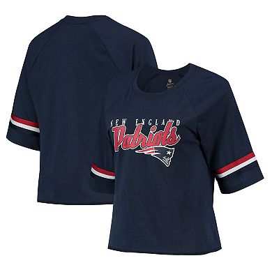 Juniors Navy New England Patriots Burnout Raglan Half-Sleeve T-Shirt