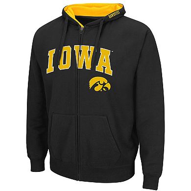 Men's Colosseum Black Iowa Hawkeyes Arch & Logo 3.0 Full-Zip Hoodie