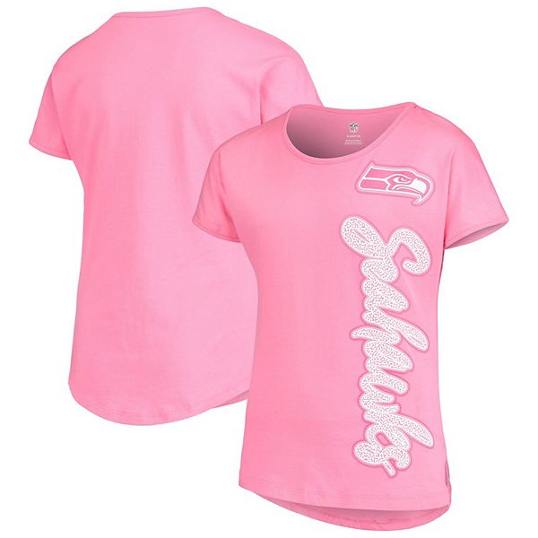 Girls Youth Pink Seattle Seahawks Chenille Champ T-Shirt