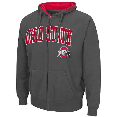 Men's Colosseum Charcoal Ohio State Buckeyes Logo Full-Zip Hoodie