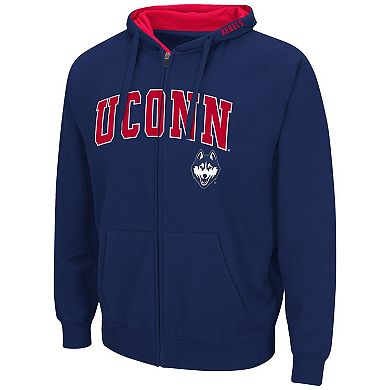 Men's Colosseum Navy UConn Huskies Arch & Logo 3.0 Full-Zip Hoodie