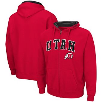 Men's Colosseum Red Utah Utes Arch & Logo 3.0 Full-Zip Hoodie
