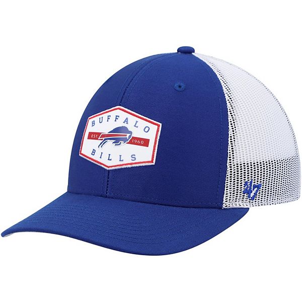 Men's New Era Khaki/White Buffalo Bills Happy Camper A-Frame Trucker 9FORTY Snapback Hat