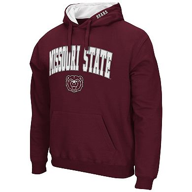 Men's Colosseum Maroon Missouri State University Bears Arch and Logo Pullover Hoodie