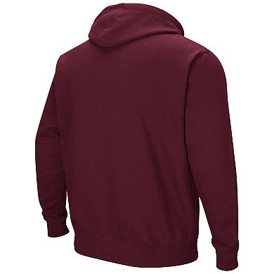 Men's Colosseum Maroon Missouri State University Bears Arch and Logo Pullover Hoodie