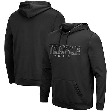 Men's Colosseum Black Temple Owls Blackout 3.0 Pullover Hoodie