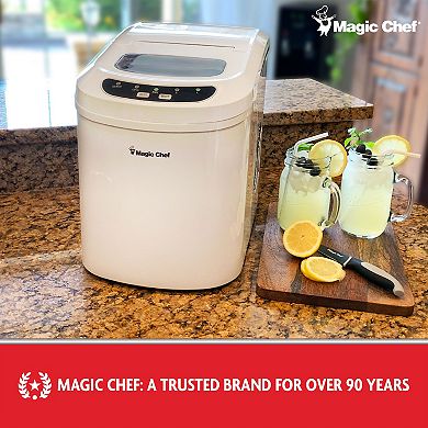 Magic Chef MCIM22W Portable Countertop 27 Pound Ice Cube Maker Machine, White