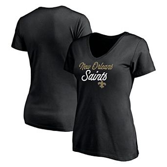 Women's Fanatics Branded Black New Orleans Saints Long Stride V-Neck T-Shirt
