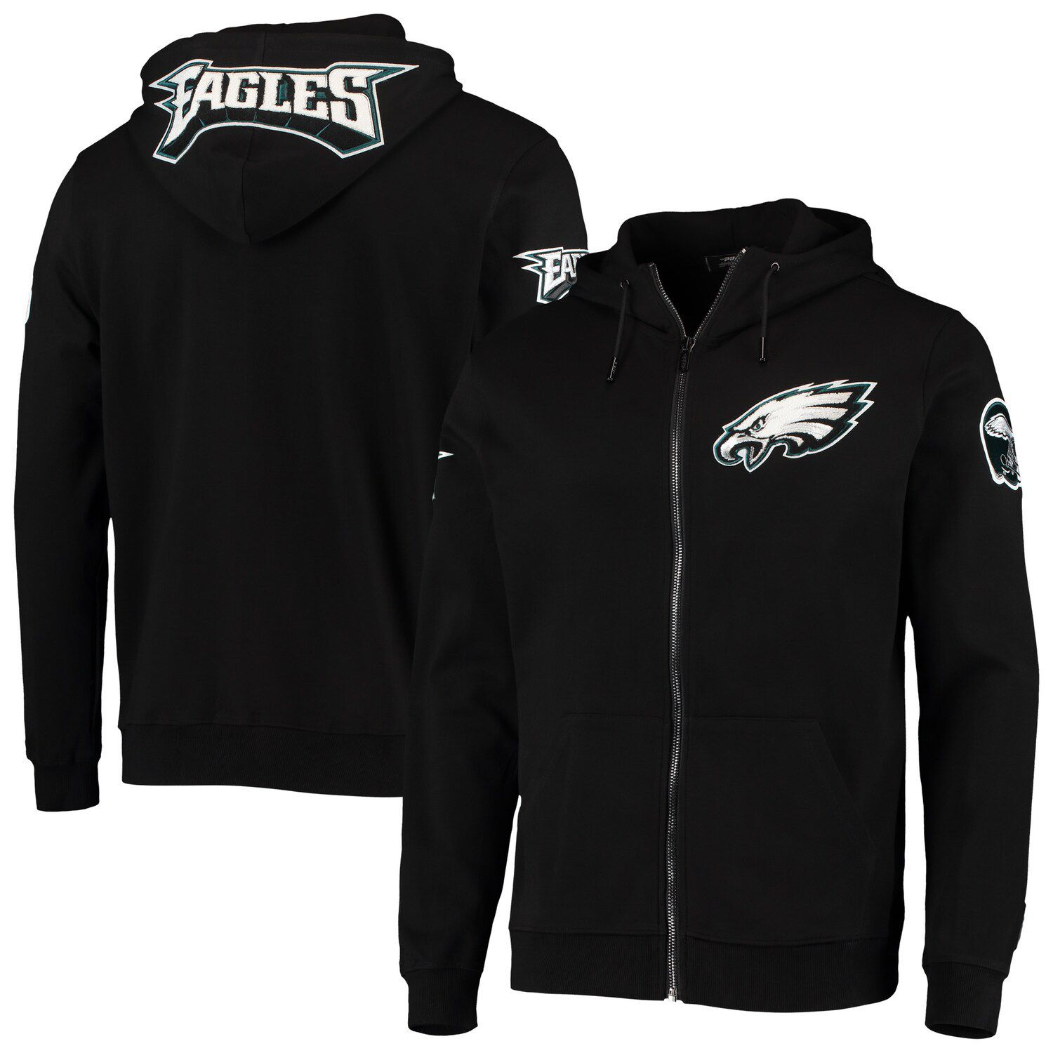 Men's Pro Standard Black Philadelphia Eagles 4-Hit Full-Zip Hoodie