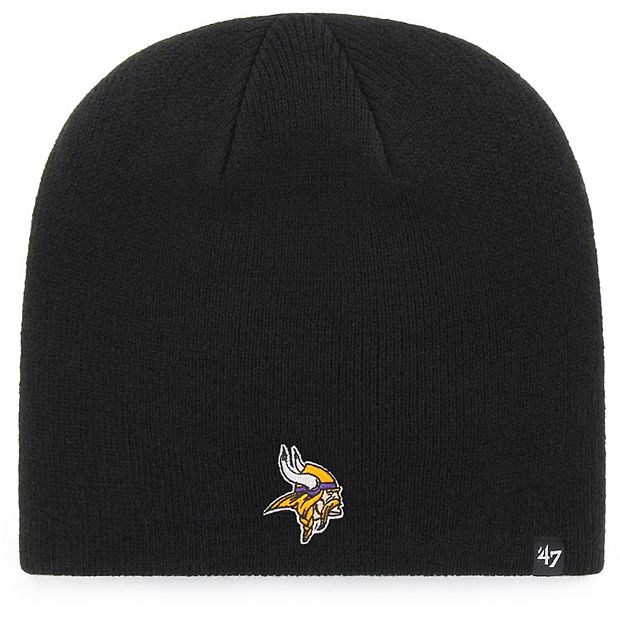 Men s 47 Black Minnesota Vikings Primary Logo Knit Beanie