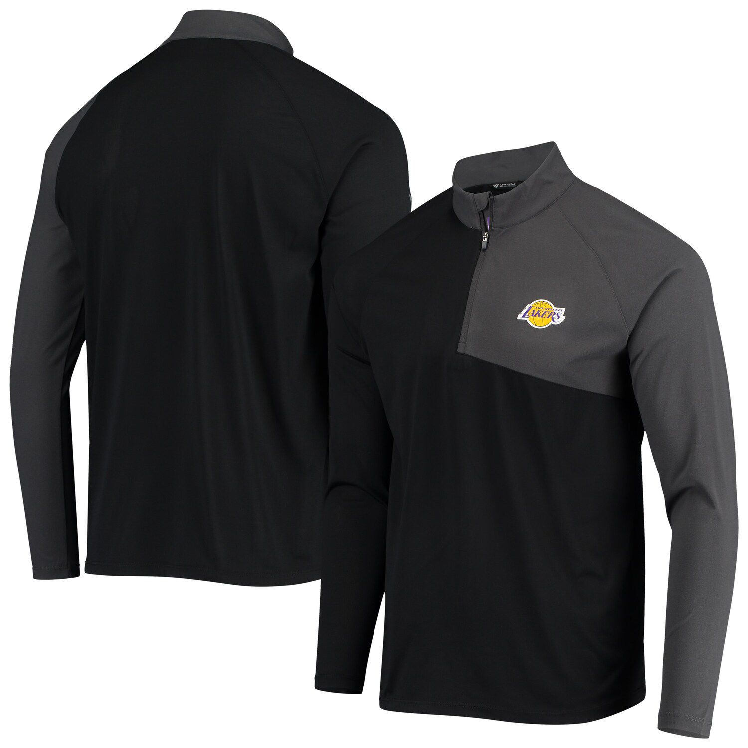 Image for Unbranded Men's Levelwear Black/Charcoal Los Angeles Lakers Pinnacle Streak Raglan Quarter-Zip Jacket at Kohl's.