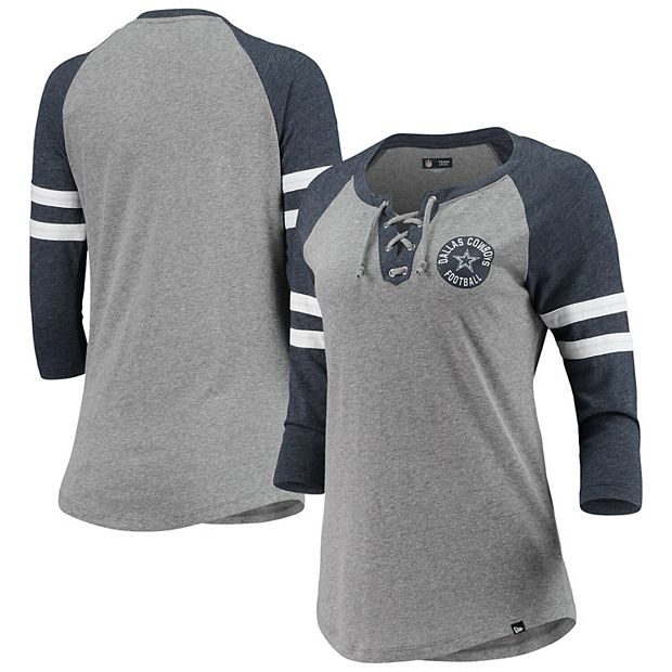 Juniors Heathered Gray Dallas Cowboys All Striped Up Raglan