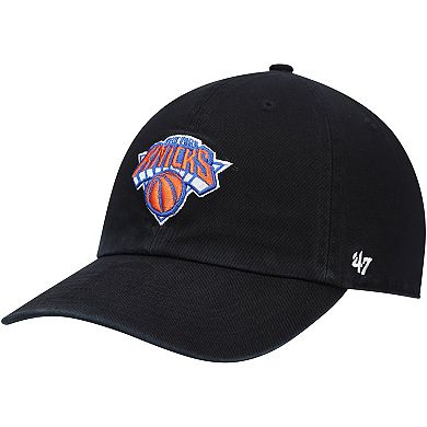 Men's '47 Black New York Knicks Core Logo Clean Up Adjustable Hat