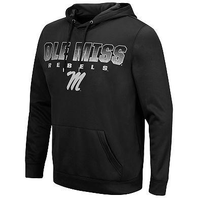 Men's Colosseum Black Ole Miss Rebels Blackout 3.0 Pullover Hoodie