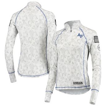 Women's Colosseum White Air Force Falcons OHT Military Appreciation Officer Arctic Camo 1/4-Zip Jacket