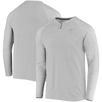 Men's 5th & Ocean by New Era Gray Carolina Panthers Henley Stretch Raglan Tri-Blend Long Sleeve T-Shirt