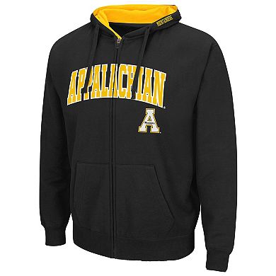 Men's Colosseum Black Appalachian State Mountaineers Arch & Logo 3.0 Full-Zip Hoodie