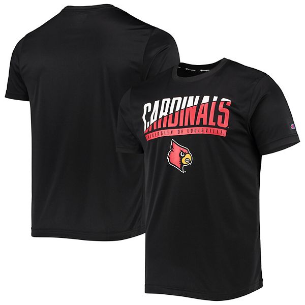 Men's Champion Black Louisville Cardinals Wordmark Slash Long Sleeve T-Shirt