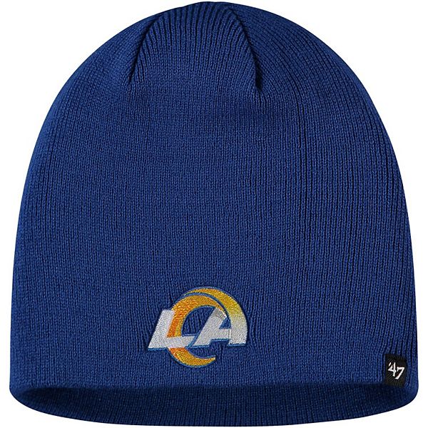 '47 Brand Los Angeles Rams Womens Navy Blue Fiona Cuff with Pom Knit Beanie