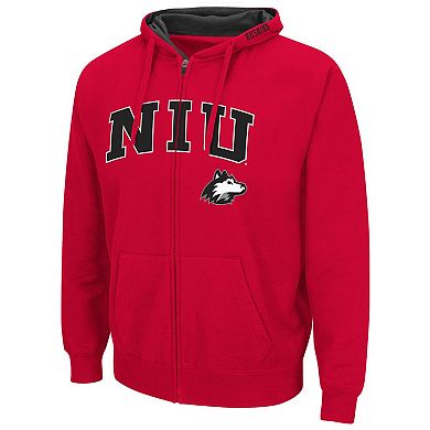 Men's Colosseum Cardinal Northern Illinois Huskies Arch & Logo 3.0 Full-Zip Hoodie