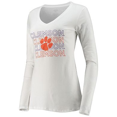Women's Concepts Sport Orange/White Clemson Tigers Flagship Long Sleeve T-Shirt & Pants Sleep Set