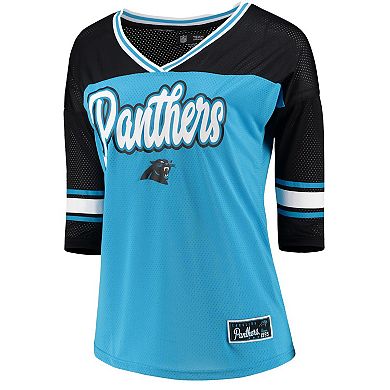 Women's 5th & Ocean by New Era Blue Carolina Panthers Mesh Long Sleeve T-Shirt