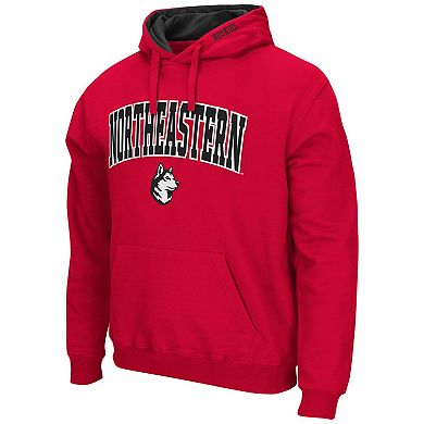 Men's Colosseum Red Northeastern Huskies Arch and Logo Pullover Hoodie
