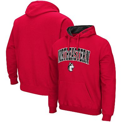 Men's Colosseum Red Northeastern Huskies Arch and Logo Pullover Hoodie