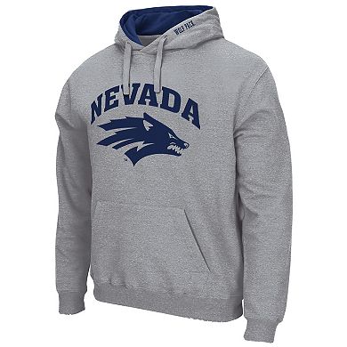 Men's Colosseum Heathered Gray Nevada Wolf Pack Arch and Logo Pullover Hoodie