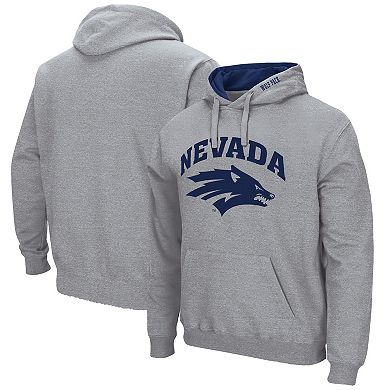 Men's Colosseum Heathered Gray Nevada Wolf Pack Arch and Logo Pullover Hoodie