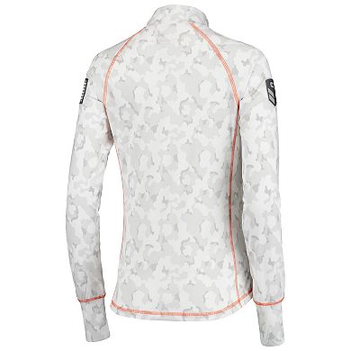 Women's Colosseum White Oklahoma State Cowboys OHT Military Appreciation Officer Arctic Camo 1/4-Zip Jacket