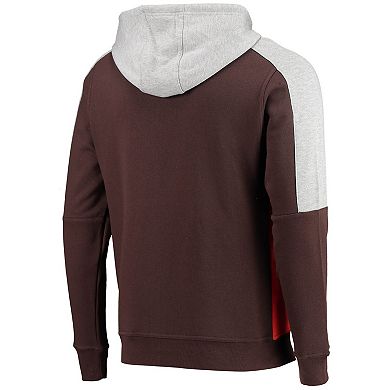 Men's Starter Brown/Orange Cleveland Browns Playoffs Color Block Full-Zip Hoodie