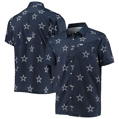 Men s Columbia Navy Dallas Cowboys Super Slack Tide Button Down Shirt