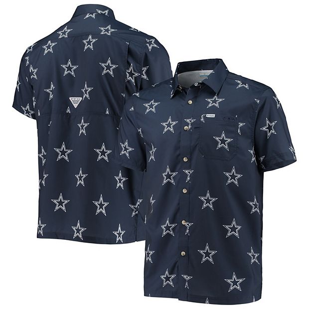 Men's Columbia Navy Dallas Cowboys Super Slack Tide Button-Down Shirt