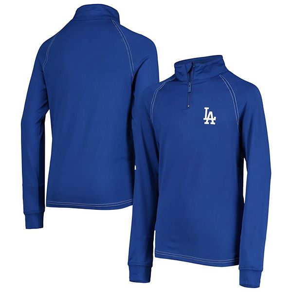 Youth Los Angeles Dodgers Stitches Royal Raglan Quarter-Zip Jacket