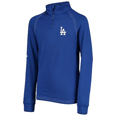 Youth Stitches Royal Los Angeles Dodgers Raglan Quarter-Zip Jacket