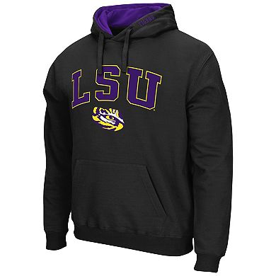 Men's Colosseum Black LSU Tigers Arch & Logo 3.0 Pullover Hoodie