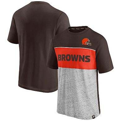 Men's Fanatics Branded Brown/Heathered Gray Cleveland Browns Colorblock T-Shirt