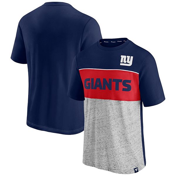 Men's Fanatics Branded Navy/Heathered Gray New York Giants Throwback  Colorblock T-Shirt