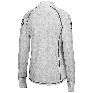 Women's Colosseum White Michigan State Spartans OHT Military Appreciation Officer Arctic Camo 1/4-Zip Jacket