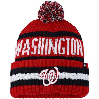Men's '47 Red Washington Nationals Bering Cuffed Knit Hat with Pom